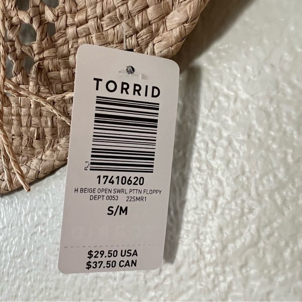 Nwt Torrid Beige Open Swirl Patterned Floppy Hat … - image 3